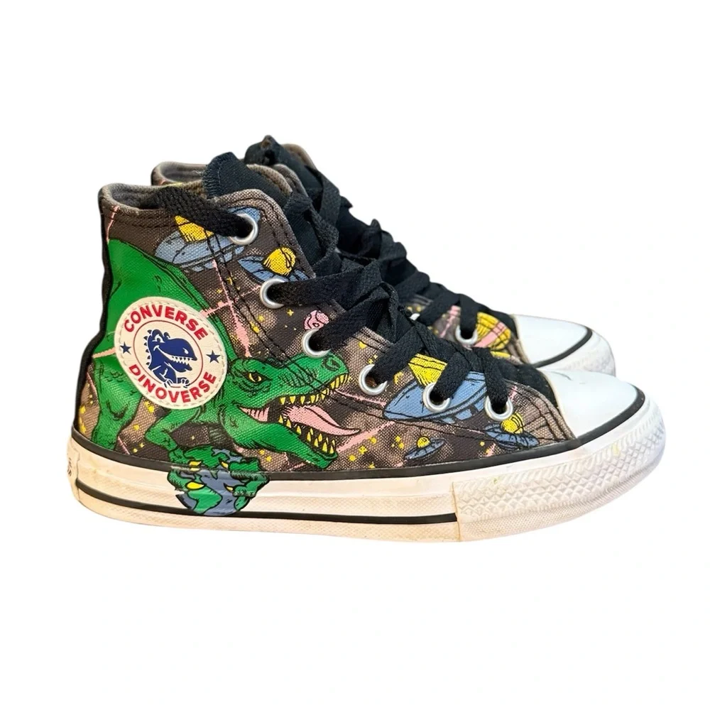 Converse All Star Dinoverse Dinosaur Print High Top Sneakers Junior Size 12